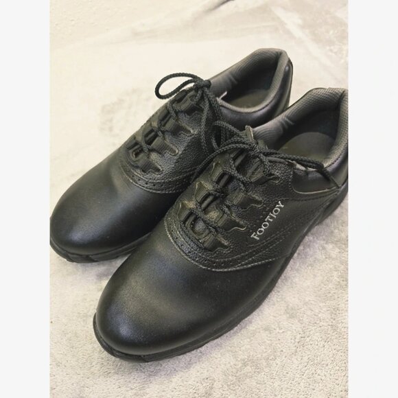 FootJoy Greenjoys‎ Golf Shoes Mens 9.5M Black Leather Flex Zone 45449 - Picture 7 of 16